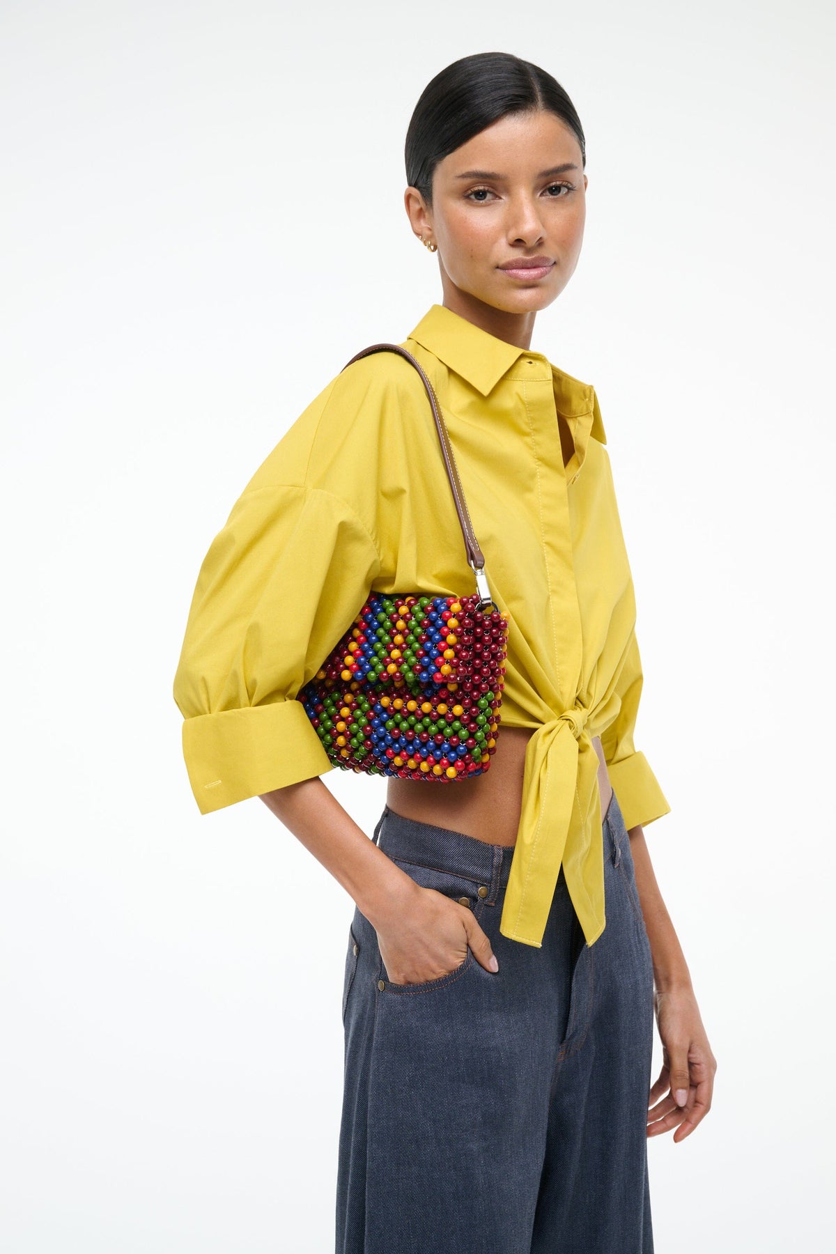 Timmy Convertible Shoulder Bag Jungle Stripe | STAUD Latest
