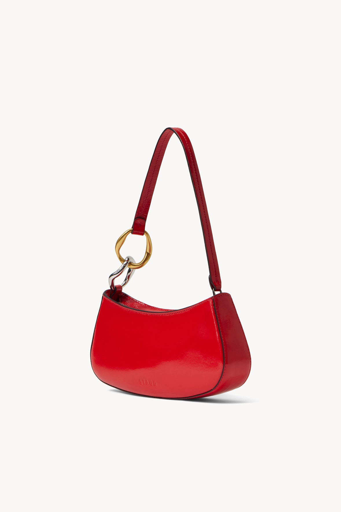 Ollie Bag Cherry Red Leather Mini Shoulder Bag - Staud | STAUD Value