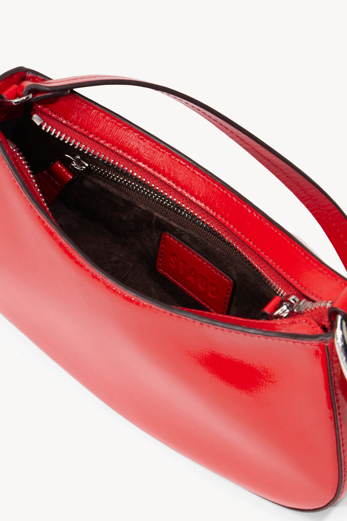 Ollie Bag Cherry Red Leather Mini Shoulder Bag - Staud | STAUD Value