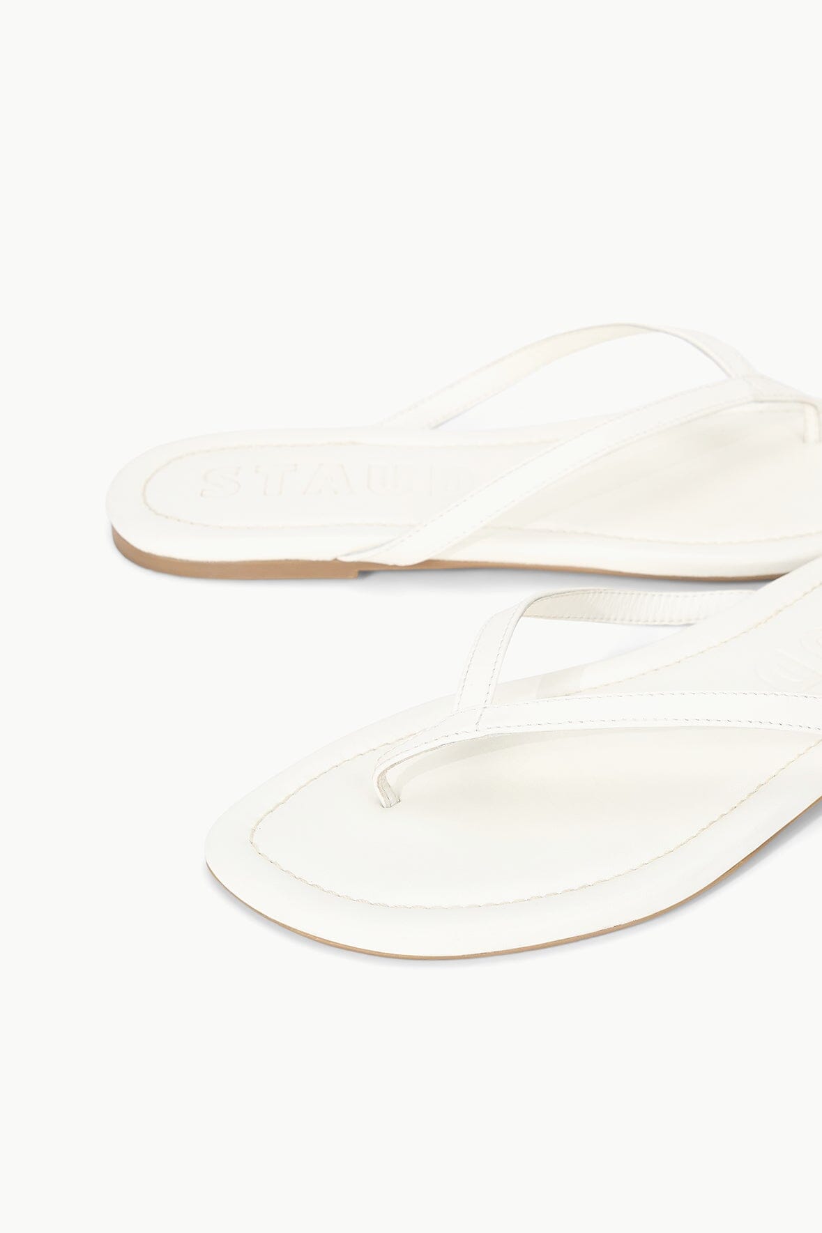 Freja Paper White Leather Flip Flop Sandals | STAUD Best Seller