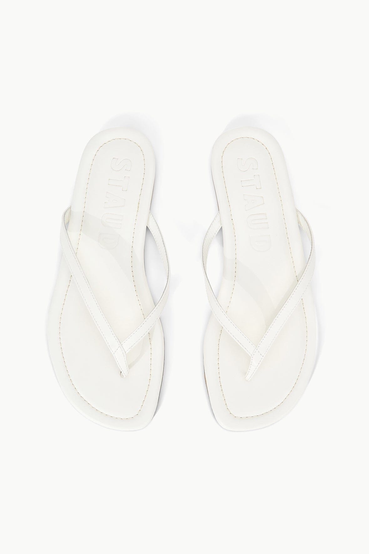 Freja Paper White Leather Flip Flop Sandals | STAUD Best Seller