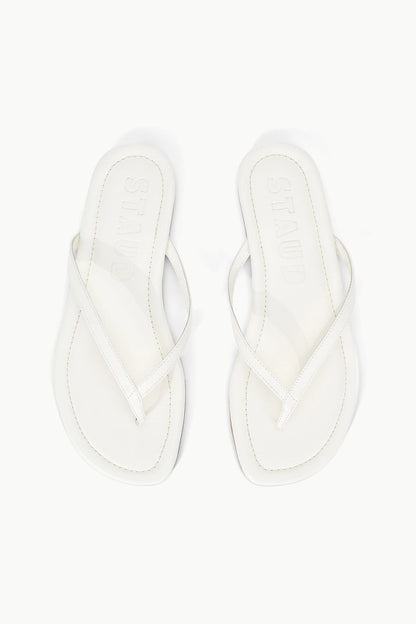Freja Paper White Leather Flip Flop Sandals | STAUD Best Seller