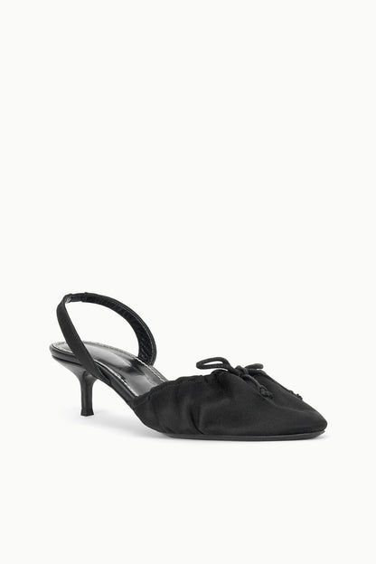 Alba Ballet Slingback Black Satin | STAUD Popular