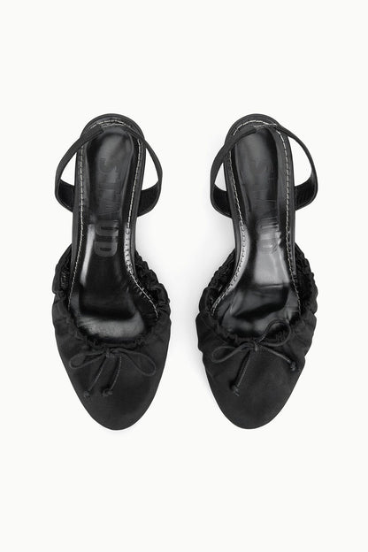 Alba Ballet Slingback Black Satin | STAUD Popular