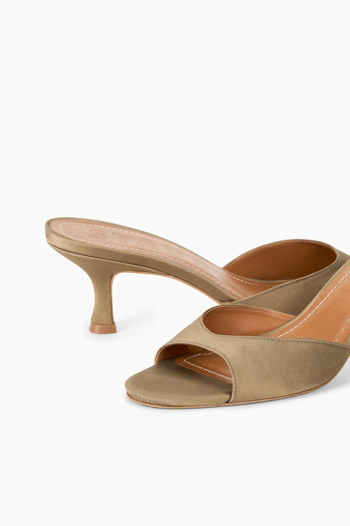 Brigitte Satin Mule Truffle | STAUD Trending
