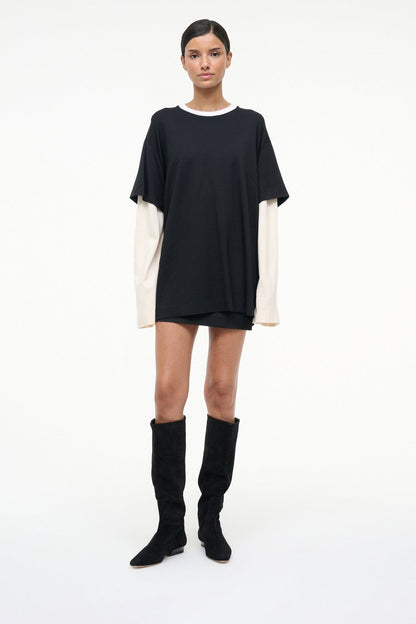 Wally Flat Boot Black Suede | STAUD Signature