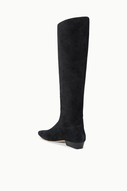 Wally Flat Boot Black Suede | STAUD Signature