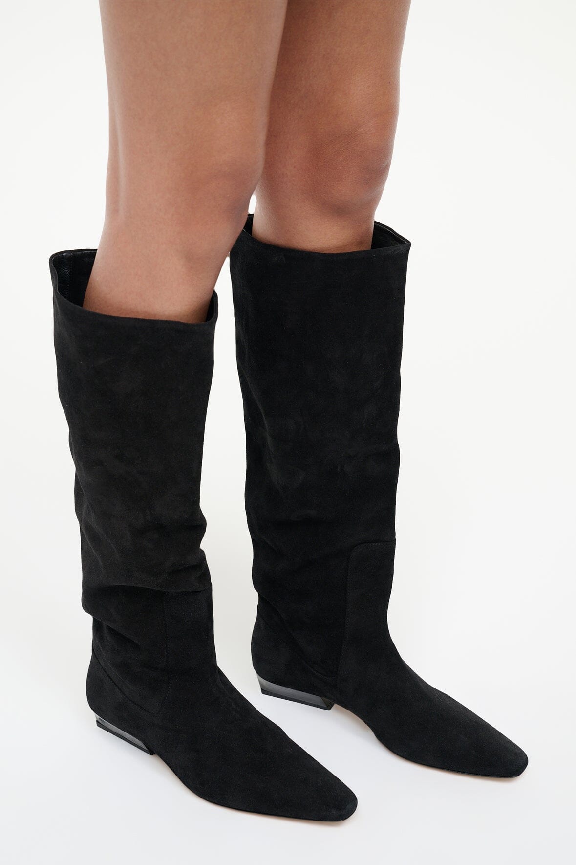 Wally Flat Boot Black Suede | STAUD Signature