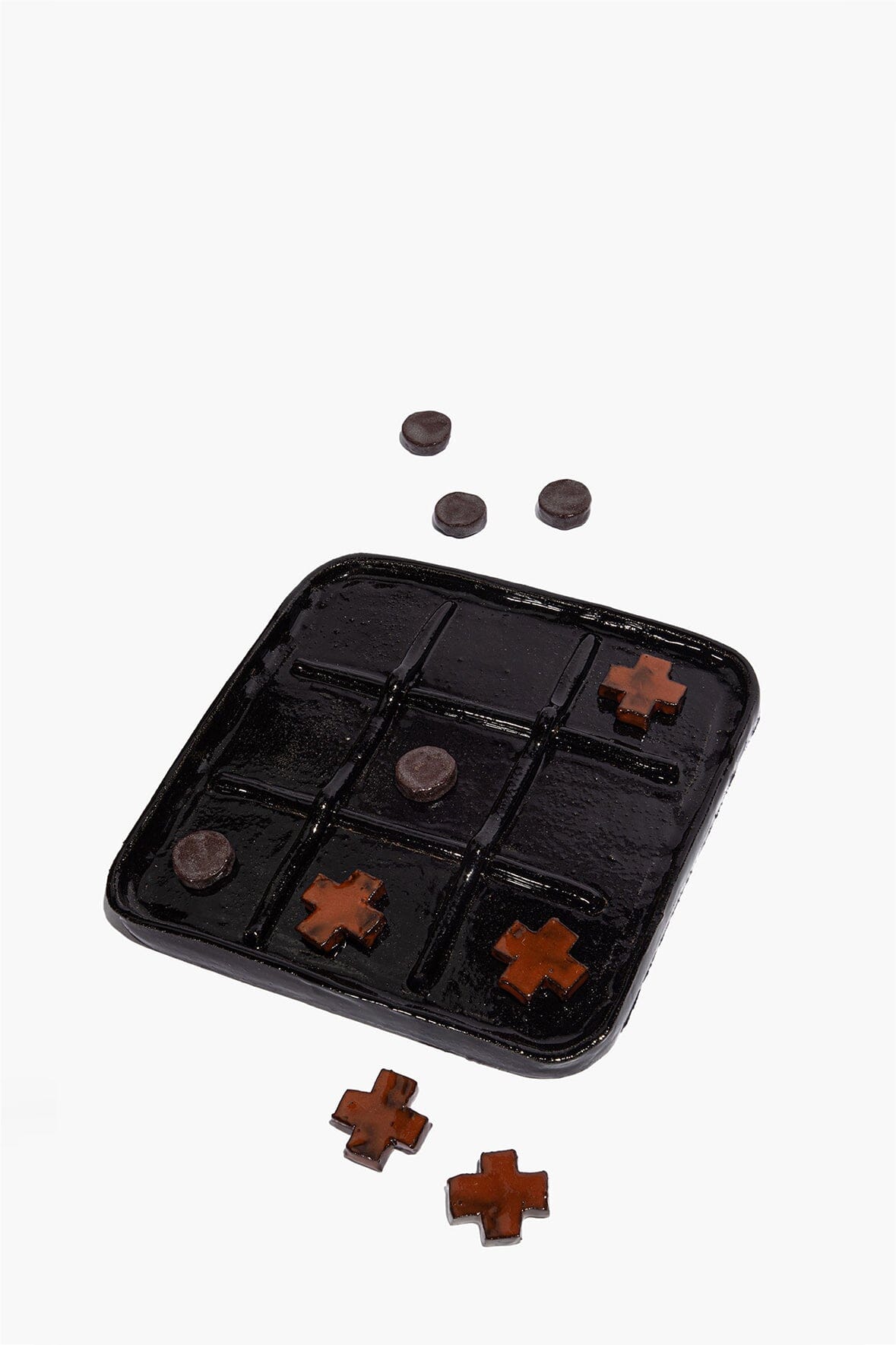 Ceramic Tic Tac Toe Burnt Orange Glaze | STAUD New
