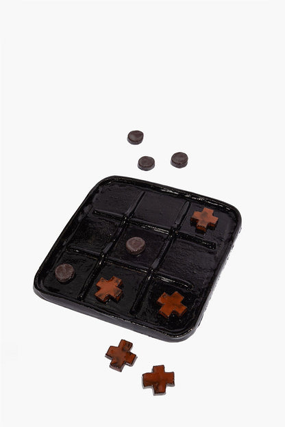 Ceramic Tic Tac Toe Burnt Orange Glaze | STAUD New