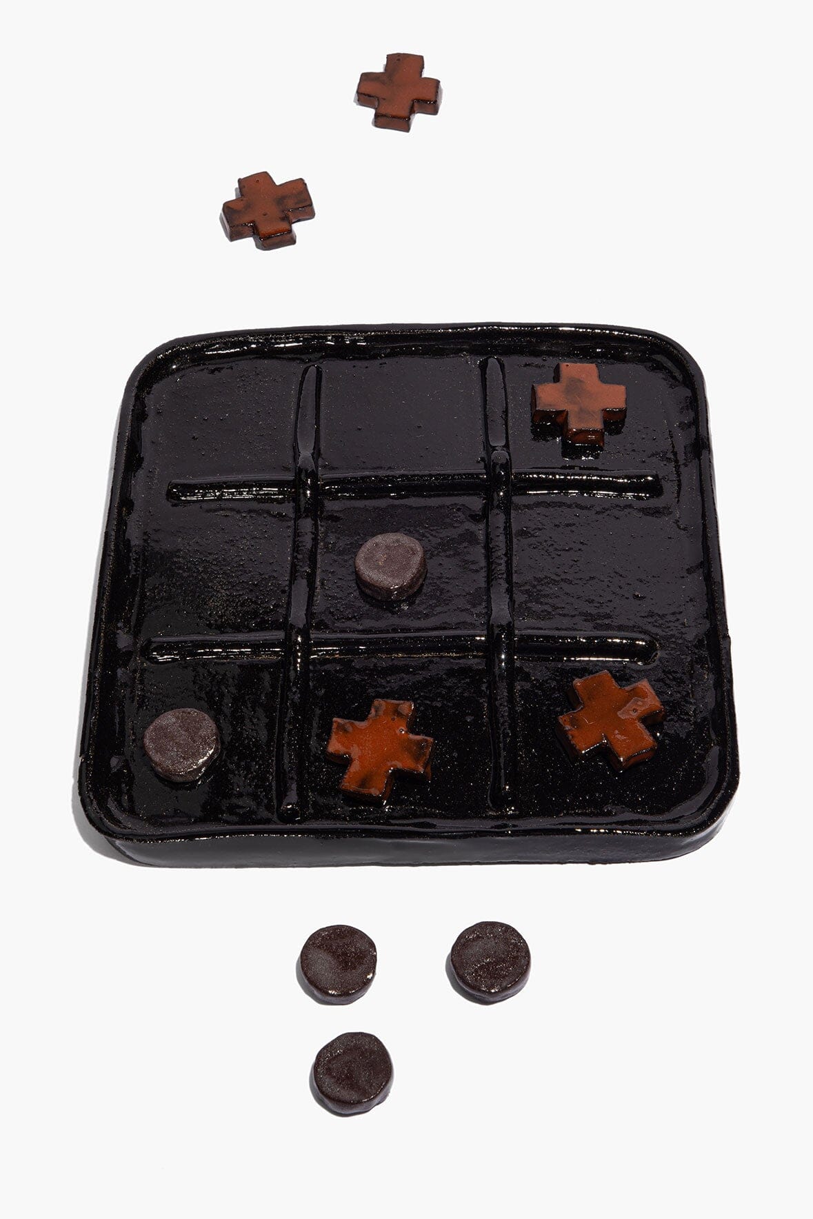Ceramic Tic Tac Toe Burnt Orange Glaze | STAUD New