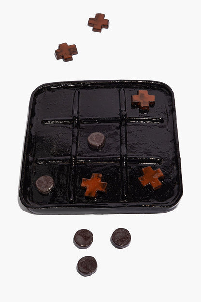 Ceramic Tic Tac Toe Burnt Orange Glaze | STAUD New