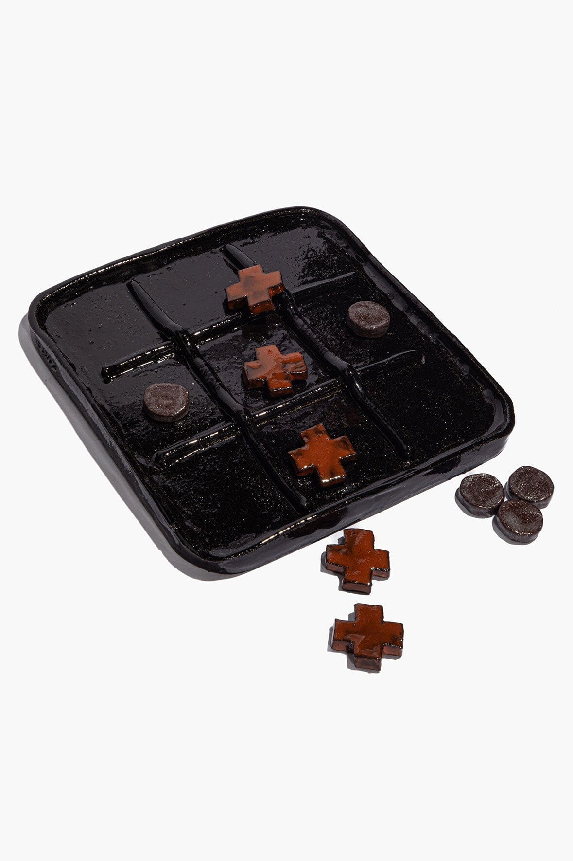 Ceramic Tic Tac Toe Burnt Orange Glaze | STAUD New