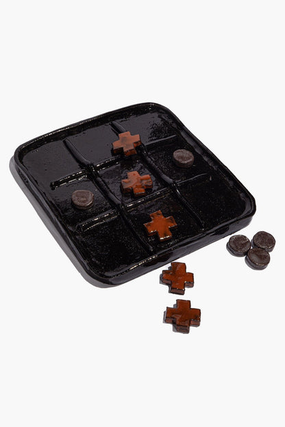 Ceramic Tic Tac Toe Burnt Orange Glaze | STAUD New