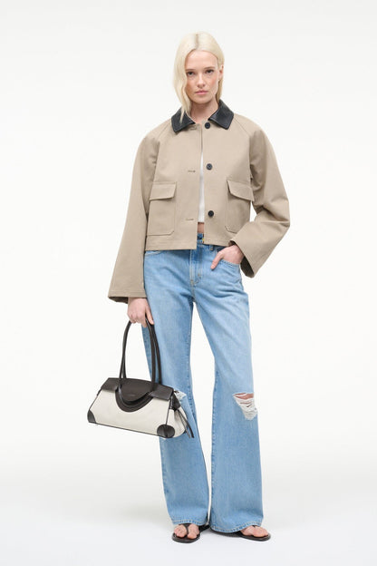 Jonah Cropped Jacket Riverstone | STAUD Deals