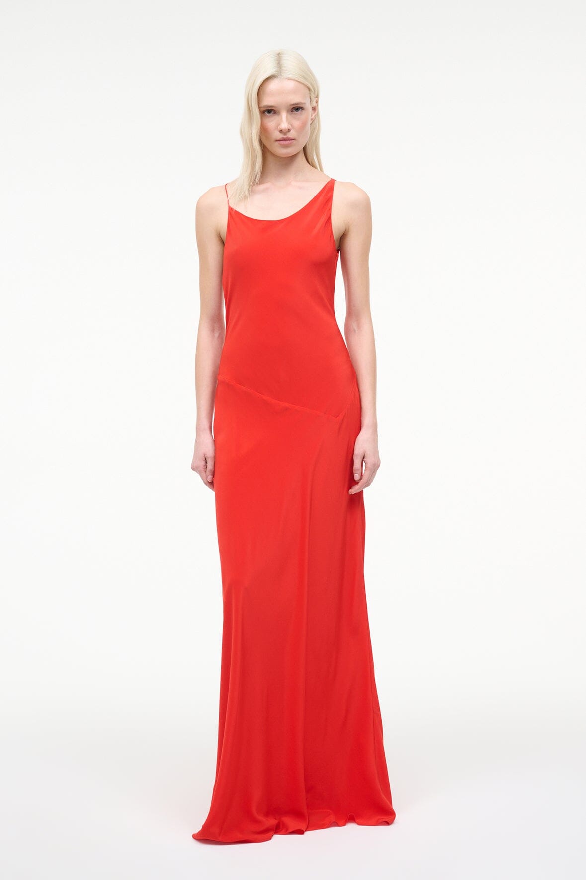 Toluca Silk Dress Red Rose | STAUD New