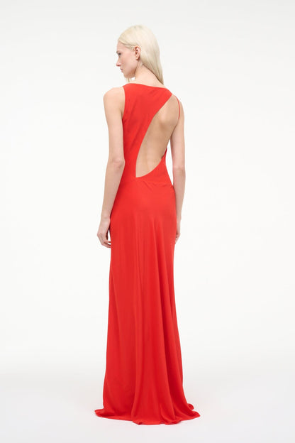 Toluca Silk Dress Red Rose | STAUD New