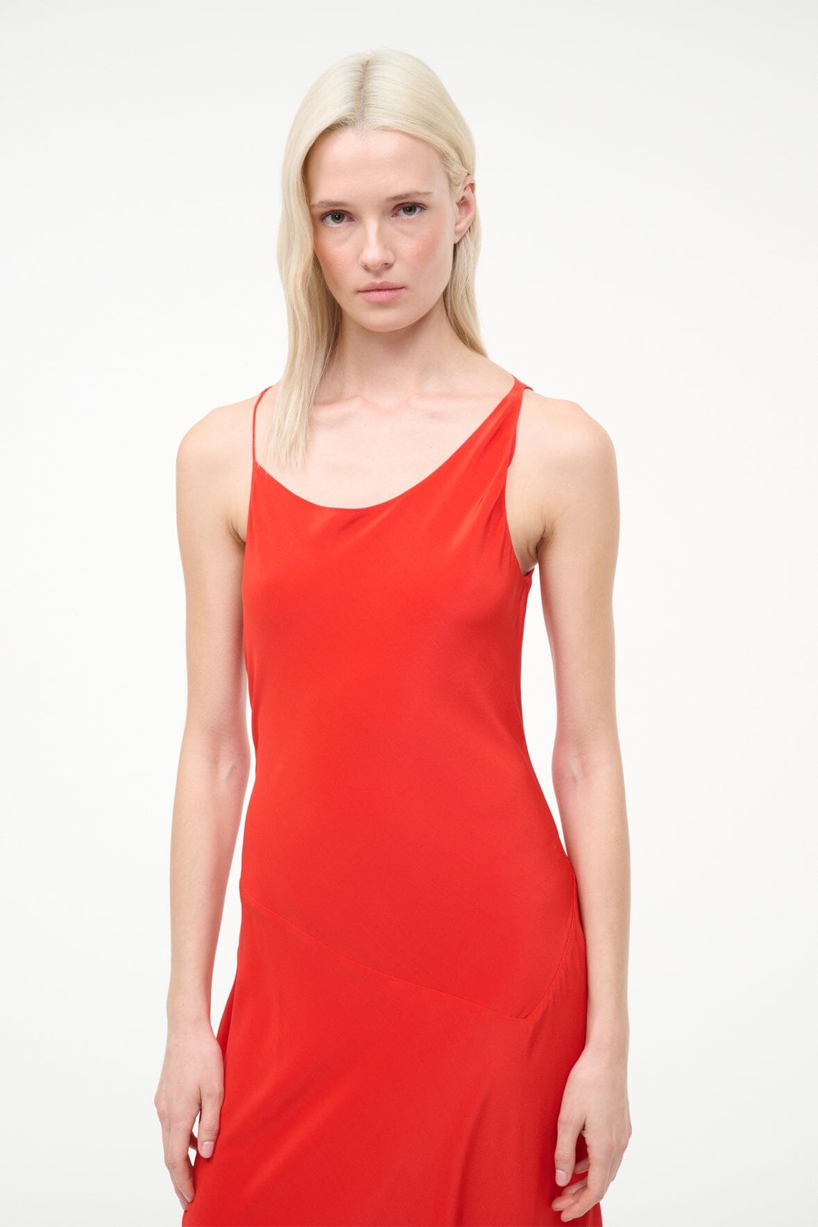 Toluca Silk Dress Red Rose | STAUD New