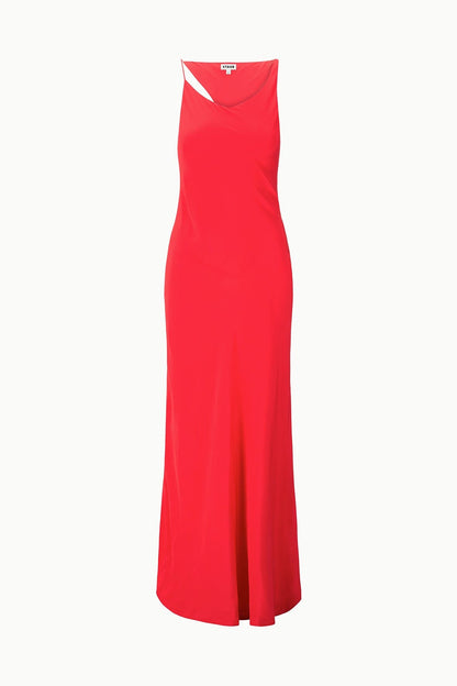Toluca Silk Dress Red Rose | STAUD New