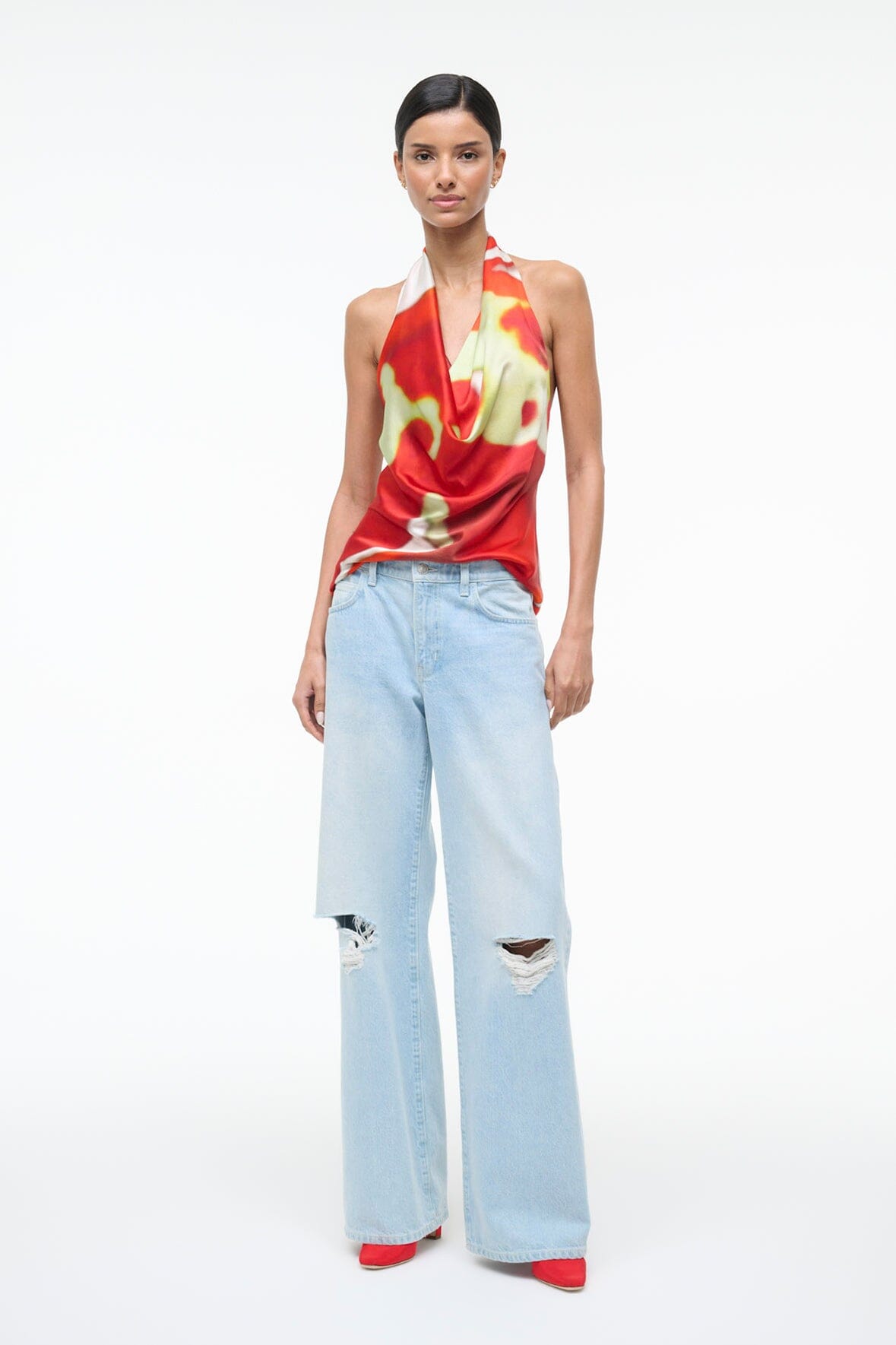 Liora Silk Top Red Zone | STAUD Trending