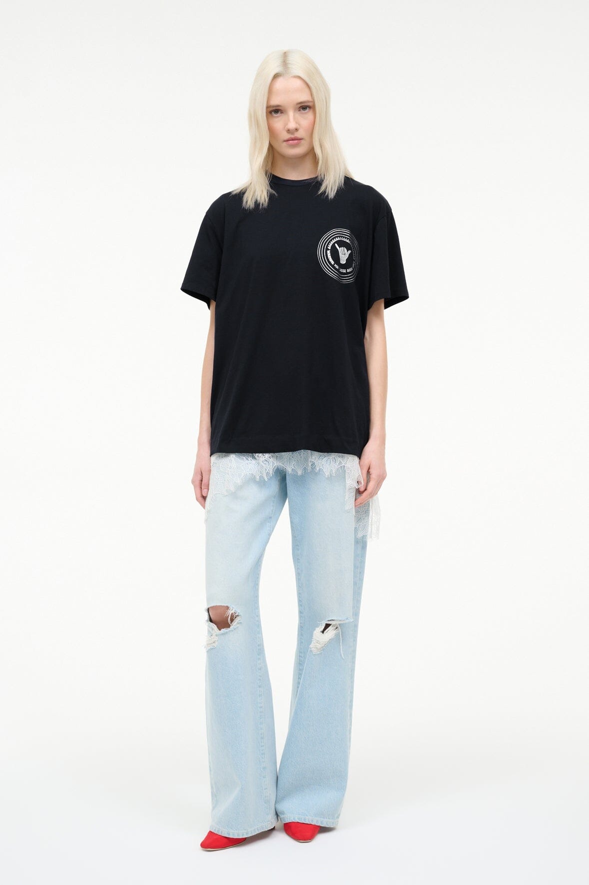 Newport Oversized Tee Good Vibes | STAUD Essential