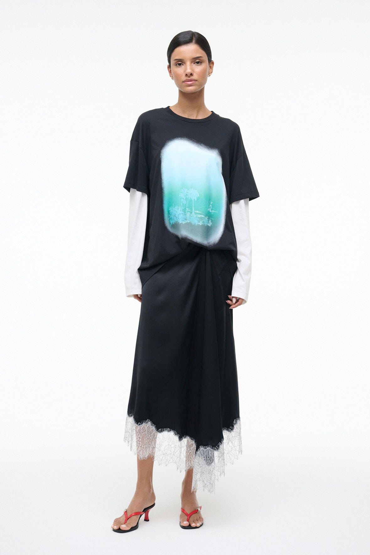 Sonoma Silk Skirt Black | STAUD Latest