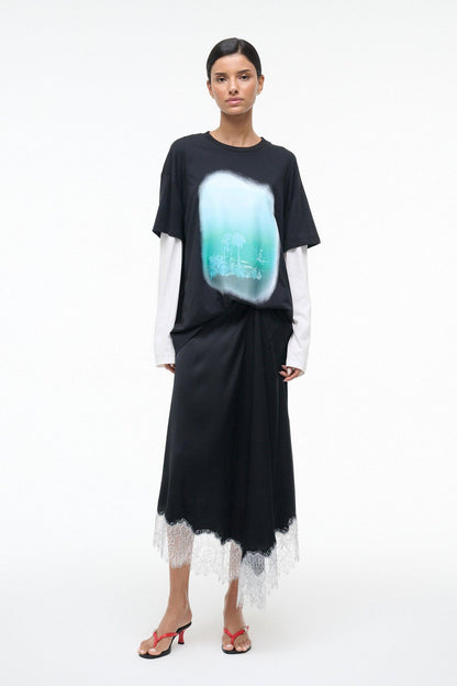 Sonoma Silk Skirt Black | STAUD Latest