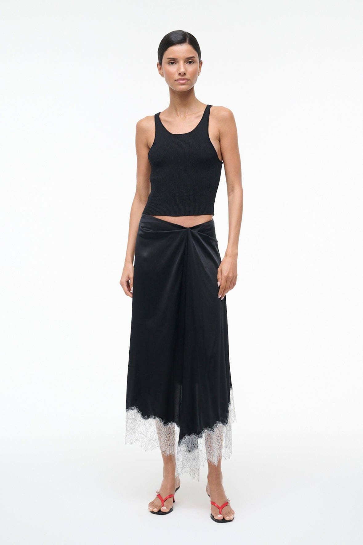 Sonoma Silk Skirt Black | STAUD Latest