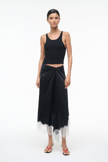 Sonoma Silk Skirt Black | STAUD Latest