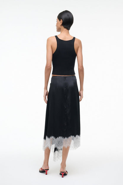 Sonoma Silk Skirt Black | STAUD Latest