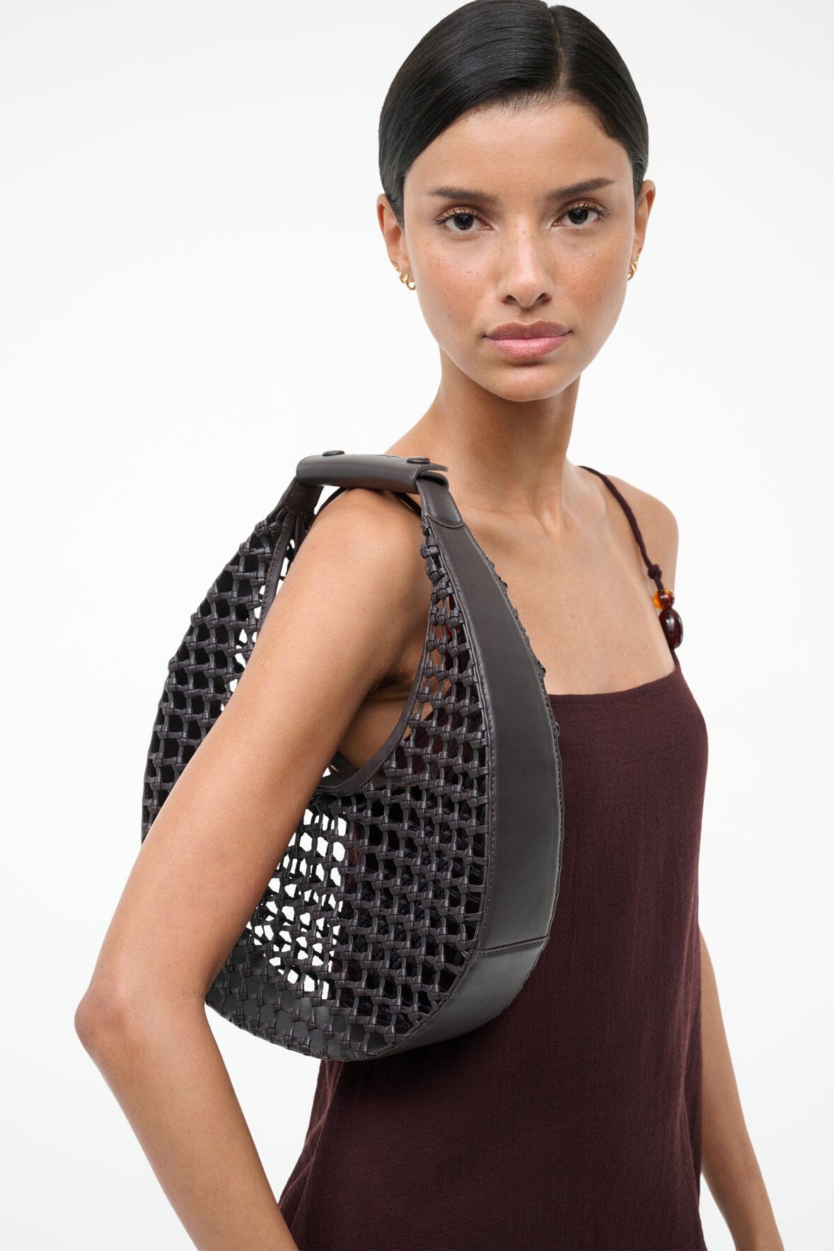 Moon Hand-Knotted Tote Bag Espresso | STAUD Trending