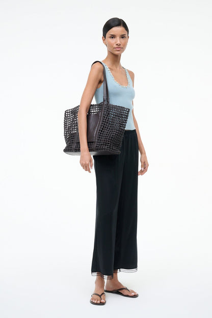 Getaway Hand-Knotted Tote Bag Espresso | STAUD New