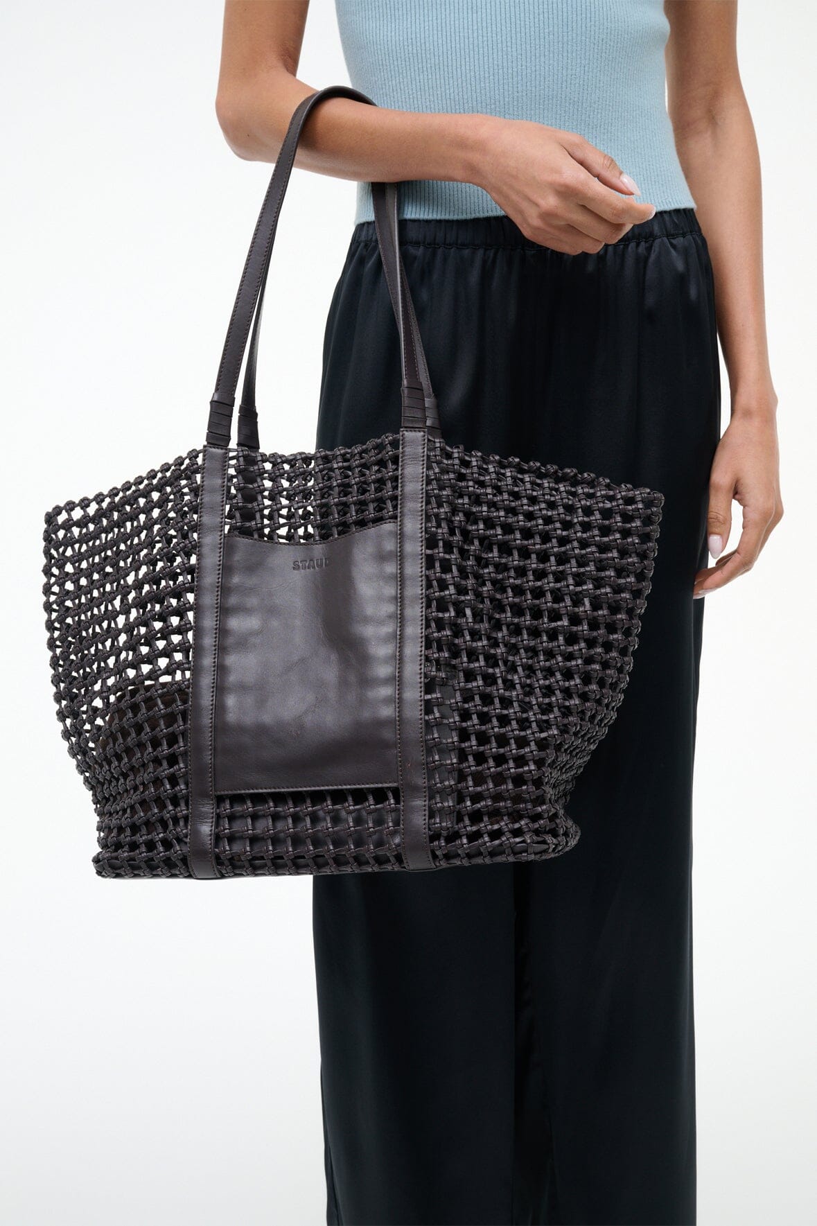 Getaway Hand-Knotted Tote Bag Espresso | STAUD New