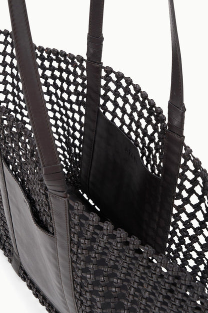 Getaway Hand-Knotted Tote Bag Espresso | STAUD New