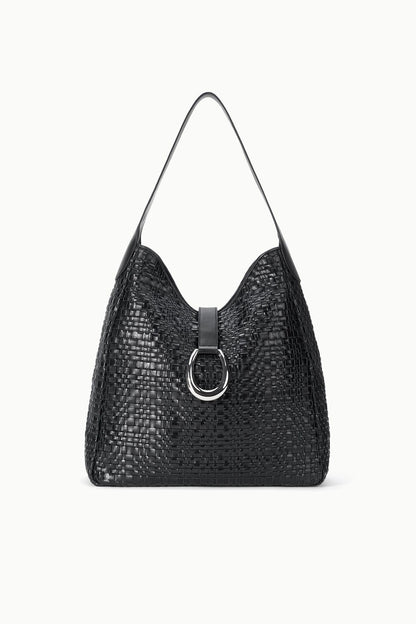 Maya Hobo Bag Black Woven | STAUD Classic