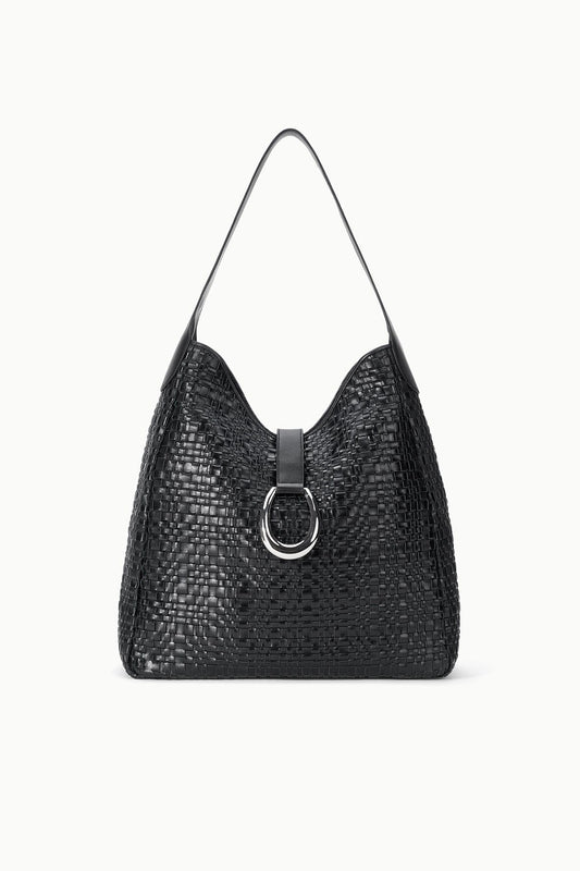 Maya Hobo Bag Black Woven | STAUD Classic