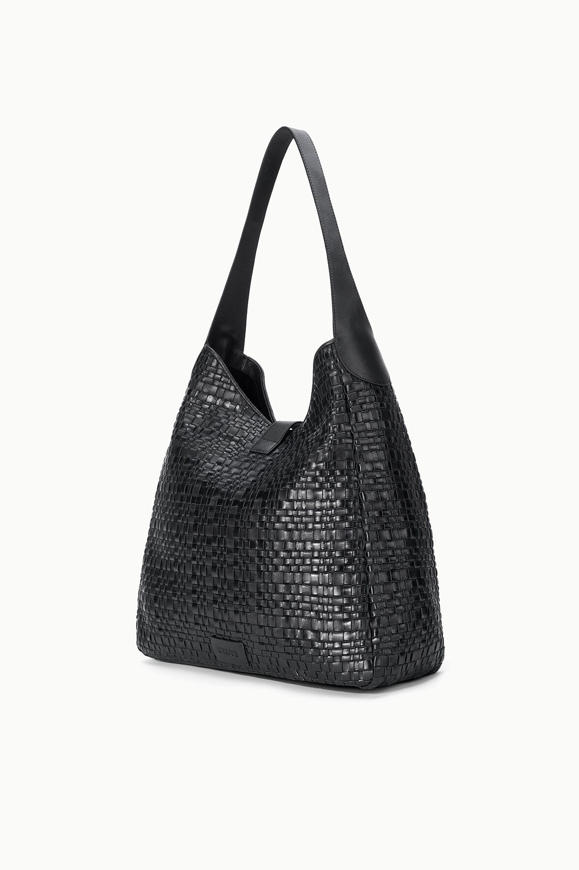 Maya Hobo Bag Black Woven | STAUD Classic