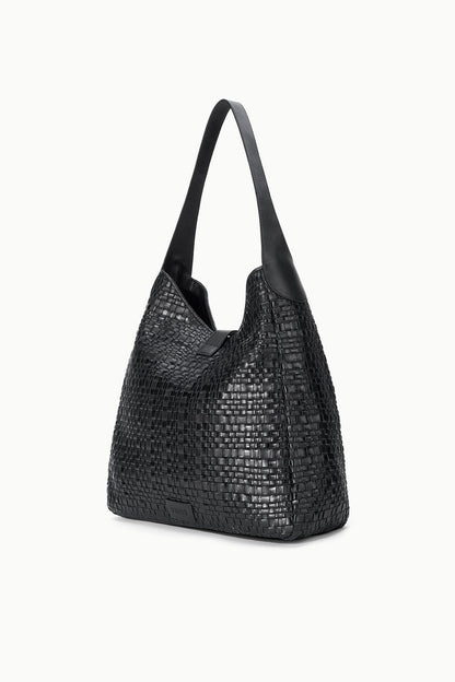 Maya Hobo Bag Black Woven | STAUD Classic