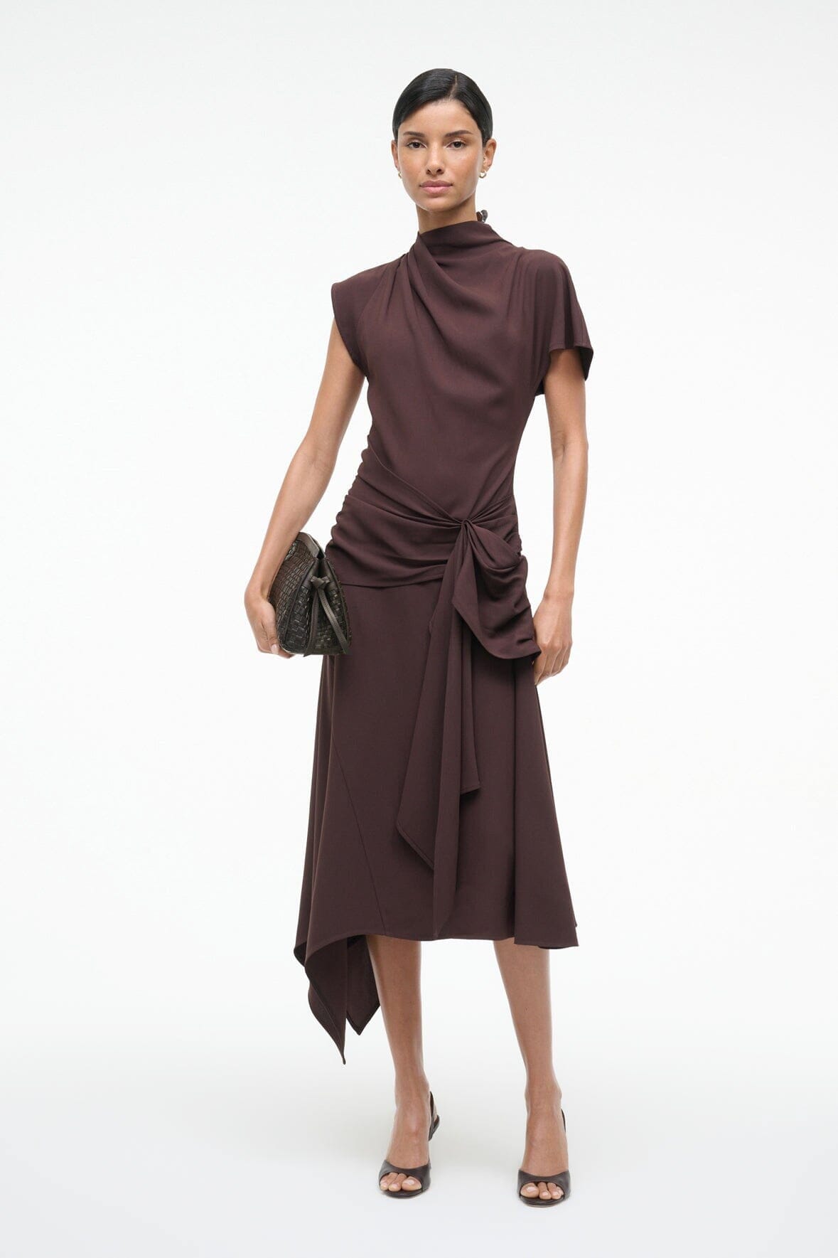 Maude Soft Clutch Espresso Woven | STAUD Quality