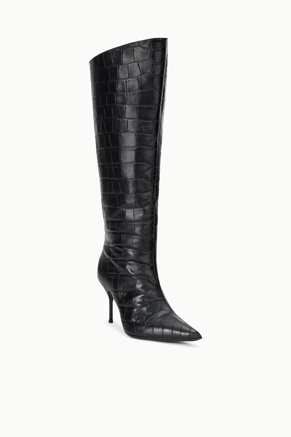 Sebastian High Heel Boot Black Croco | STAUD Sale