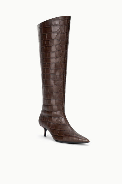 Sebastian Kitten Heel Boot Espresso Croco | STAUD Popular