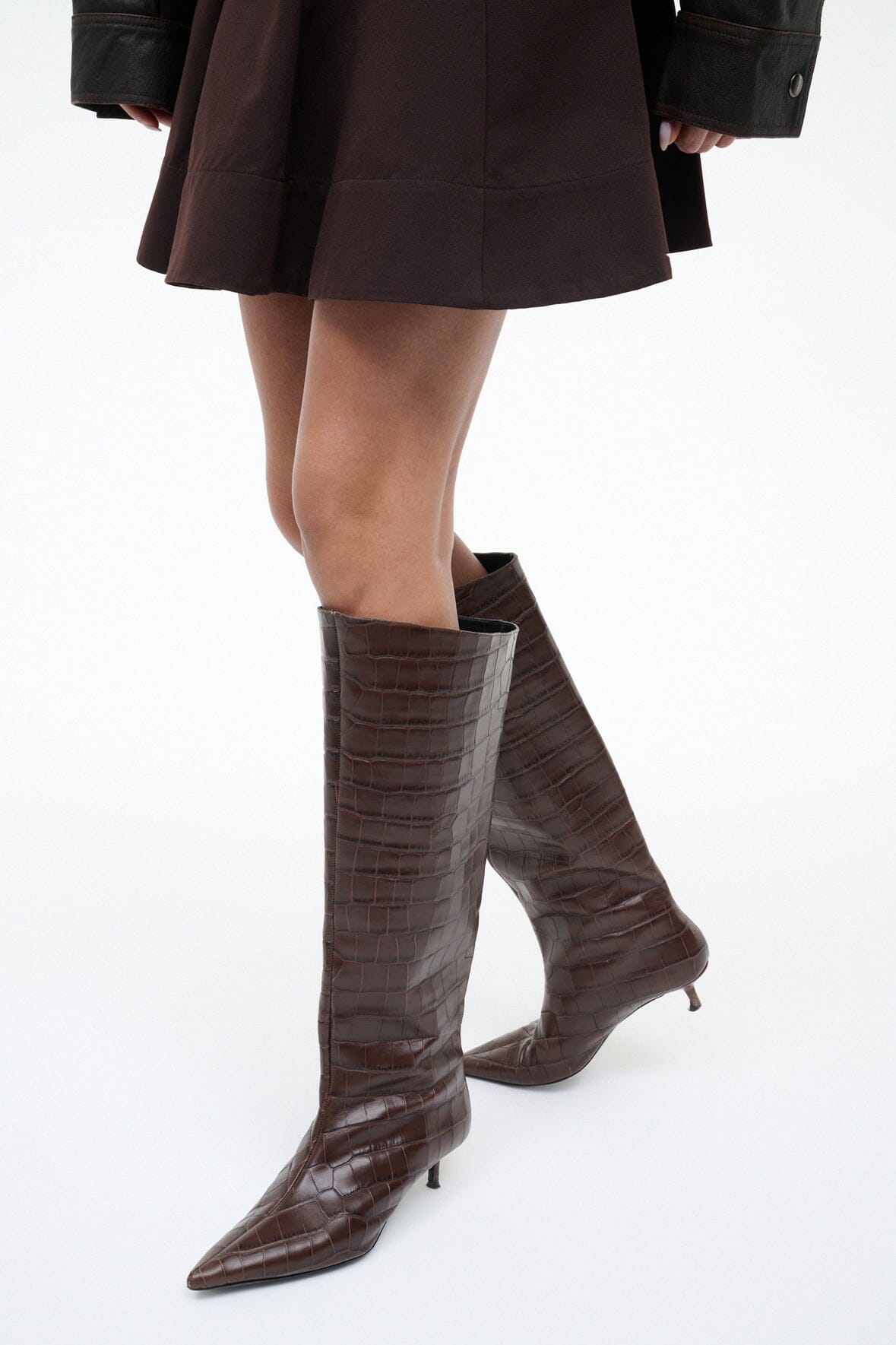 Sebastian Kitten Heel Boot Espresso Croco | STAUD Popular