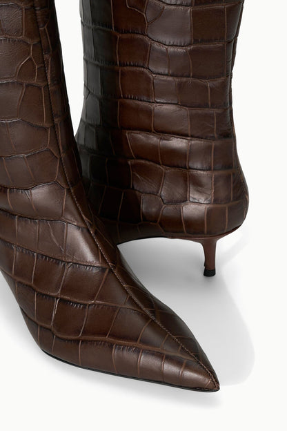 Sebastian Kitten Heel Boot Espresso Croco | STAUD Popular