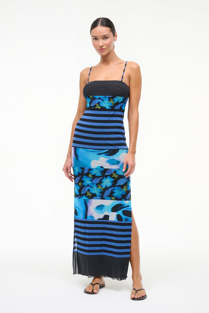 Leona Mesh Dress Blue Haze Multi | STAUD Best Seller