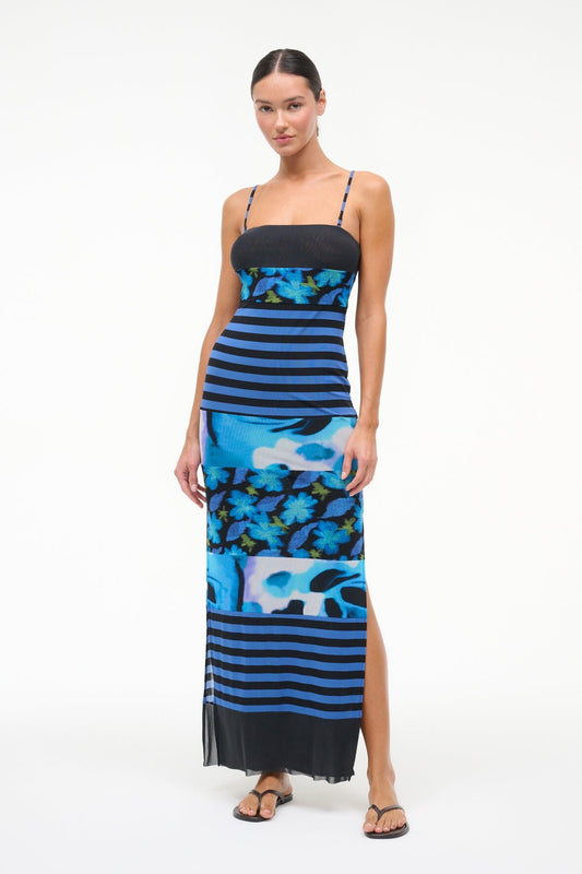 Leona Mesh Dress Blue Haze Multi | STAUD Best Seller