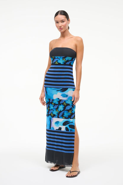 Leona Mesh Dress Blue Haze Multi | STAUD Best Seller