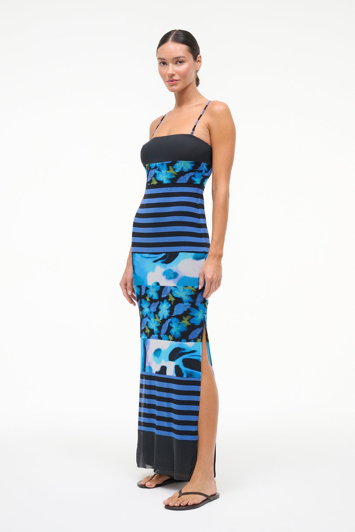 Leona Mesh Dress Blue Haze Multi | STAUD Best Seller