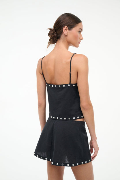 Kirra Linen Tank Black | STAUD Signature
