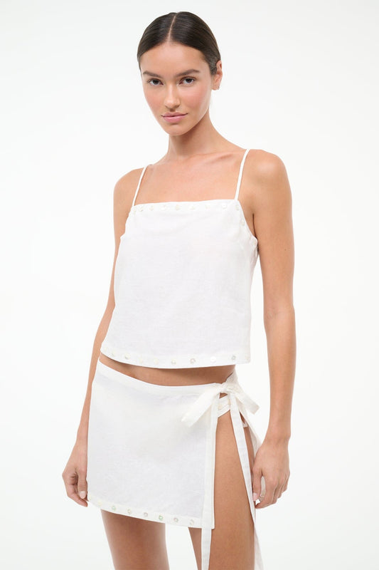 Kirra Linen Tank Ivory | STAUD Quality