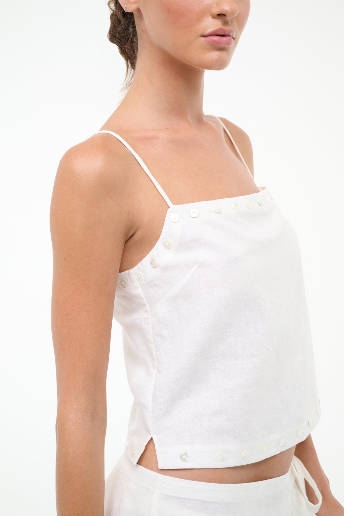 Kirra Linen Tank Ivory | STAUD Quality